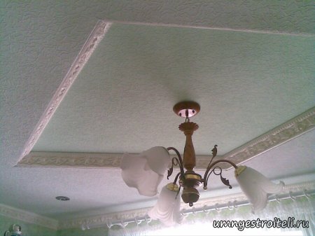 Фото потолка из гипсокартона на кухне - 2 яруса